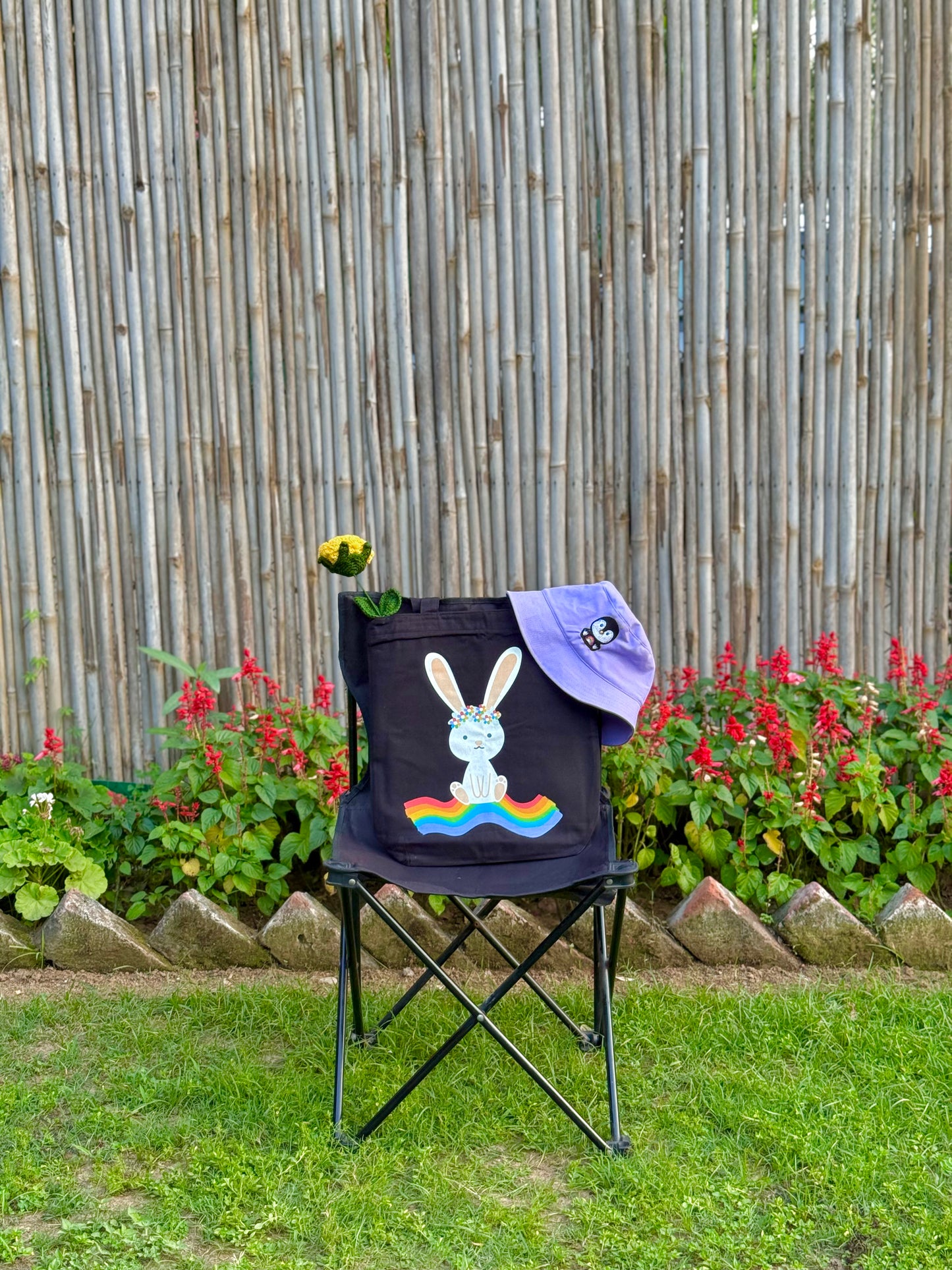 Rainbow Bunny Tote Bag