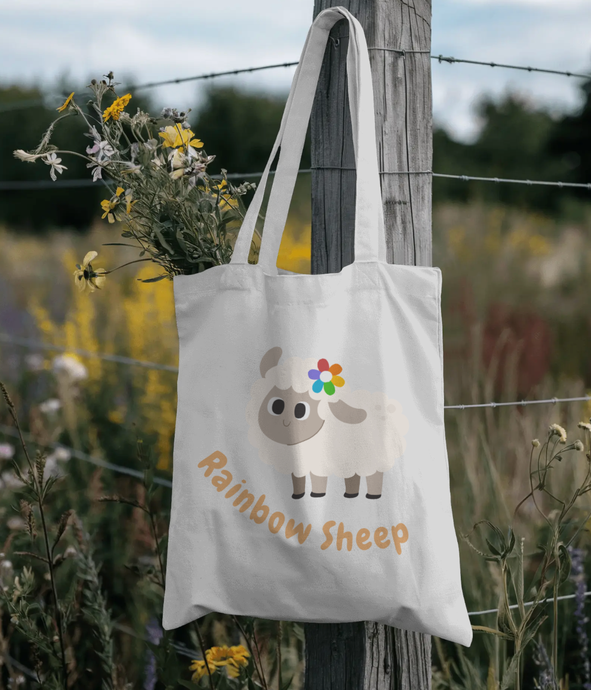 Rainbow Sheep Tote Bag
