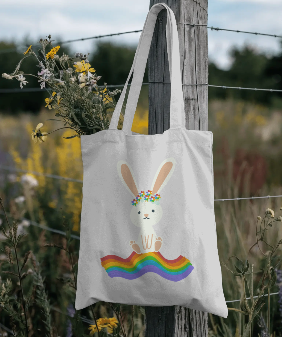 Rainbow Bunny Tote Bag
