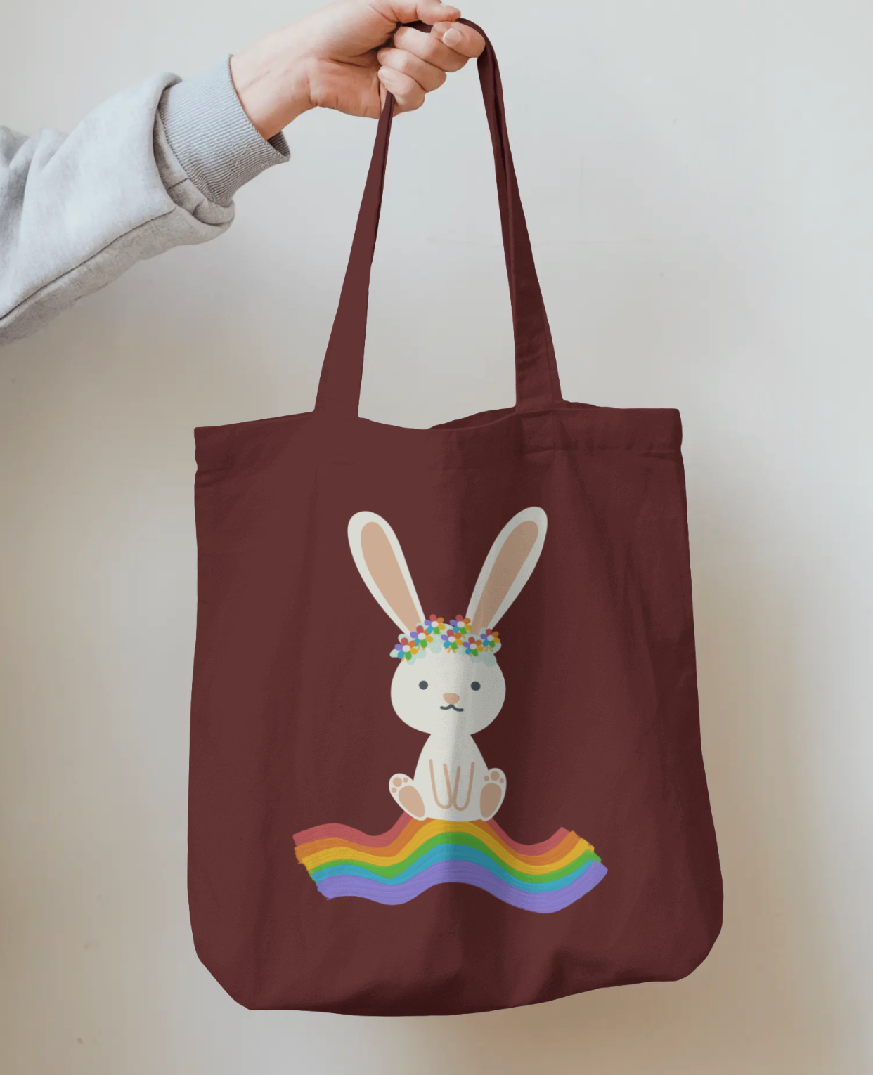 Rainbow Bunny Tote Bag